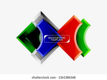 formas futuristas 3d vetor abstrato fundo feito de peças brilhantes com efeitos de luz. Design moderno