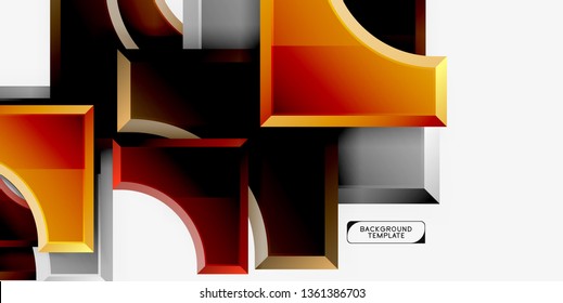 3d futuristic shapes vector abstract background made of glossy pieces with light effects. Modern design