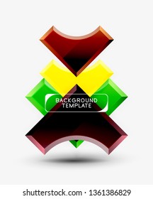 3d futuristic shapes vector abstract background made of glossy pieces with light effects. Modern design
