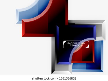 3d futuristic shapes vector abstract background made of glossy pieces with light effects. Modern design