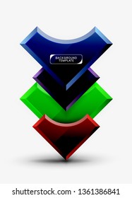 3d futuristic shapes vector abstract background made of glossy pieces with light effects. Modern design