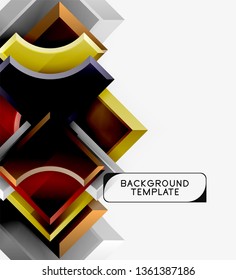 3d futuristic shapes vector abstract background made of glossy pieces with light effects. Modern design