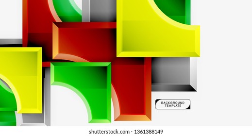 3d formas futuristas vectorial fondo abstracto hecho de piezas glosas con efectos de luz. Diseño moderno