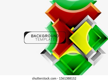 3d futuristic shapes vector abstract background made of glossy pieces with light effects. Modern design