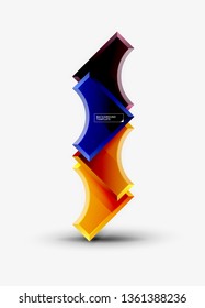 3d futuristic shapes vector abstract background made of glossy pieces with light effects. Modern design