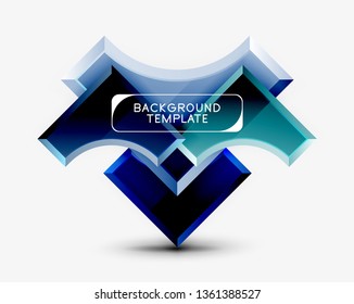 3d futuristic shapes vector abstract background made of glossy pieces with light effects. Modern design