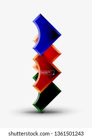 3d futuristic shapes vector abstract background made of glossy pieces with light effects. Modern design