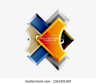 3D futuristische Formen, Vektorabstrakter Hintergrund aus glänzenden Stücken mit Lichteffekten. Modernes Design
