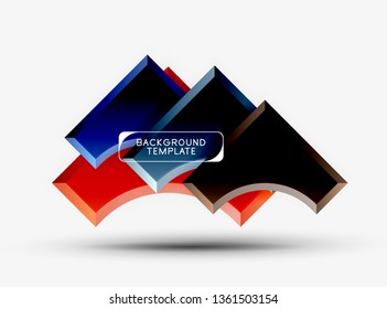 3d formas futuristas vectorial fondo abstracto hecho de piezas glosas con efectos de luz. Diseño moderno