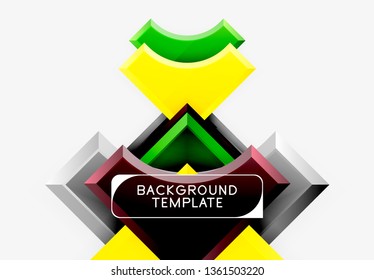 3d futuristic shapes vector abstract background made of glossy pieces with light effects. Modern design