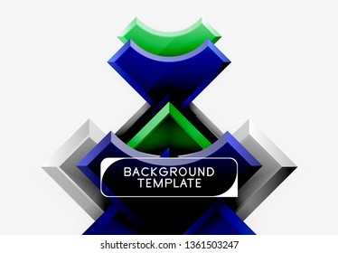 3d futuristic shapes vector abstract background made of glossy pieces with light effects. Modern design