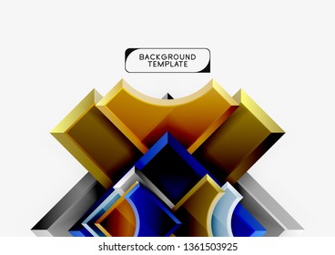 3d formas futuristas vectorial fondo abstracto hecho de piezas glosas con efectos de luz. Diseño moderno
