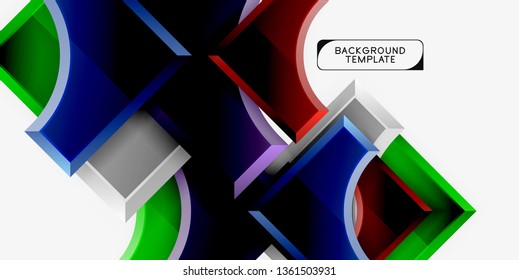 3d formas futuristas vectorial fondo abstracto hecho de piezas glosas con efectos de luz. Diseño moderno