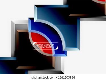 3d futuristic shapes vector abstract background made of glossy pieces with light effects. Modern design