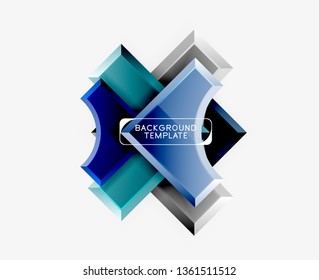 3d futuristic shapes vector abstract background made of glossy pieces with light effects. Modern design