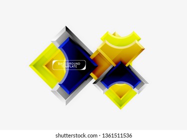 3d futuristic shapes vector abstract background made of glossy pieces with light effects. Modern design