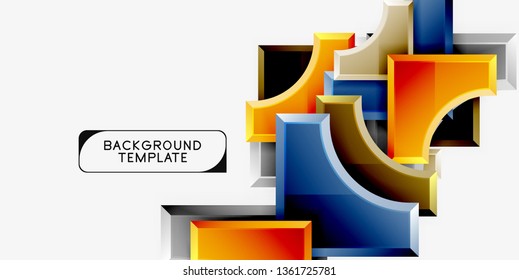 formas futuristas 3d vetor abstrato fundo feito de peças brilhantes com efeitos de luz. Design moderno