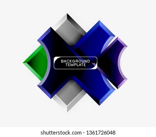 3d futuristic shapes vector abstract background made of glossy pieces with light effects. Modern design