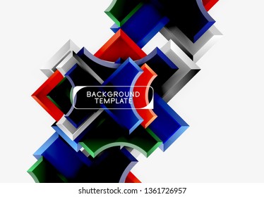3d formas futuristas vectorial fondo abstracto hecho de piezas glosas con efectos de luz. Diseño moderno
