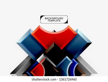 3d futuristic shapes vector abstract background made of glossy pieces with light effects. Modern design