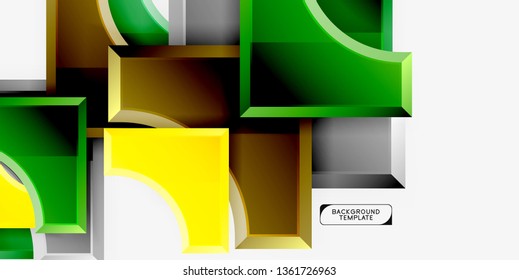 3d futuristic shapes vector abstract background made of glossy pieces with light effects. Modern design