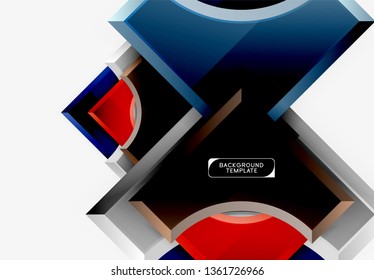 3d futuristic shapes vector abstract background made of glossy pieces with light effects. Modern design