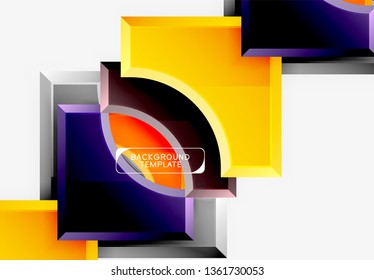 3d futuristic shapes vector abstract background made of glossy pieces with light effects. Modern design