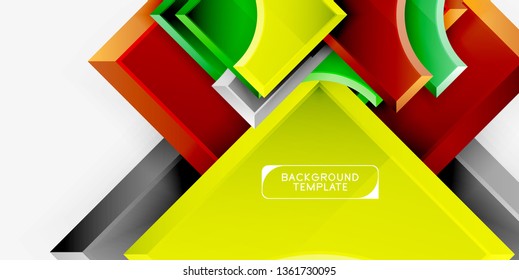 3D futuristische Formen, Vektorabstrakter Hintergrund aus glänzenden Stücken mit Lichteffekten. Modernes Design