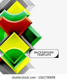 3d futuristic shapes vector abstract background made of glossy pieces with light effects. Modern design