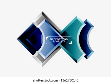 3d futuristic shapes vector abstract background made of glossy pieces with light effects. Modern design
