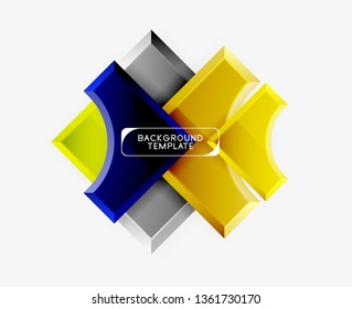 3d futuristic shapes vector abstract background made of glossy pieces with light effects. Modern design