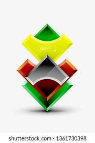 3d futuristic shapes vector abstract background made of glossy pieces with light effects. Modern design