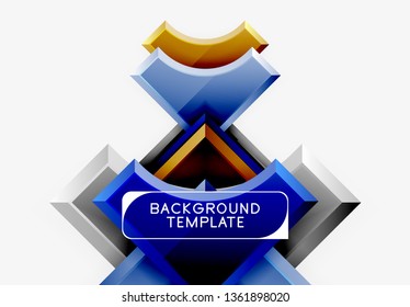 3d futuristic shapes vector abstract background made of glossy pieces with light effects. Modern design