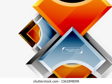 3D futuristische Formen, Vektorabstrakter Hintergrund aus glänzenden Stücken mit Lichteffekten. Modernes Design
