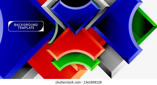 3d formas futuristas vectorial fondo abstracto hecho de piezas glosas con efectos de luz. Diseño moderno