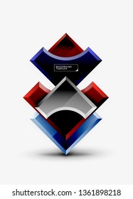 3d futuristic shapes vector abstract background made of glossy pieces with light effects. Modern design