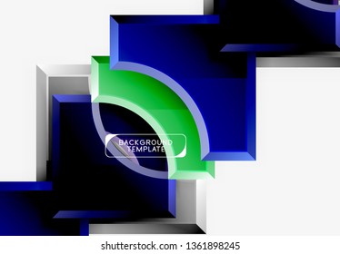 3d futuristic shapes vector abstract background made of glossy pieces with light effects. Modern design