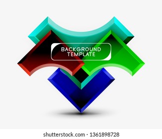 3d formas futuristas vectorial fondo abstracto hecho de piezas glosas con efectos de luz. Diseño moderno