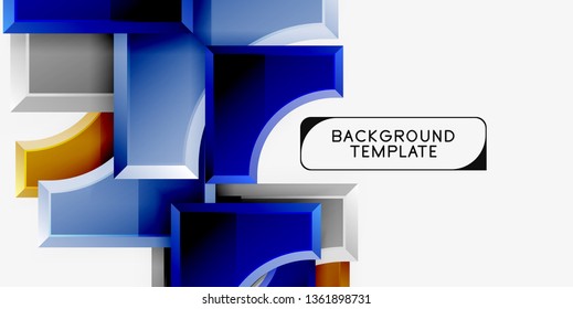 3d futuristic shapes vector abstract background made of glossy pieces with light effects. Modern design