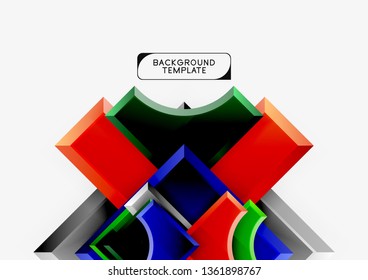 3d futuristic shapes vector abstract background made of glossy pieces with light effects. Modern design