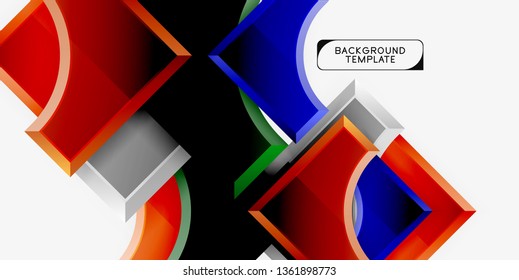 3d futuristic shapes vector abstract background made of glossy pieces with light effects. Modern design