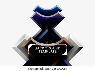 3d futuristic shapes vector abstract background made of glossy pieces with light effects. Modern design