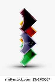3d futuristic shapes vector abstract background made of glossy pieces with light effects. Modern design