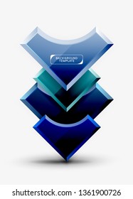 3d formas futuristas vectorial fondo abstracto hecho de piezas glosas con efectos de luz. Diseño moderno