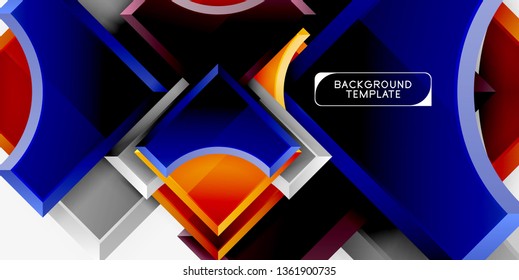 3d futuristic shapes vector abstract background made of glossy pieces with light effects. Modern design