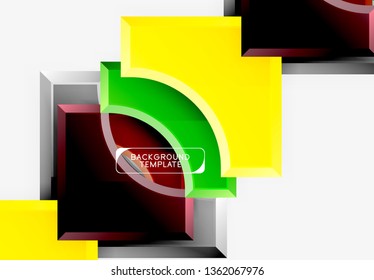 3d futuristic shapes vector abstract background made of glossy pieces with light effects. Modern design