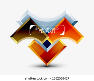 3d futuristic shapes vector abstract background made of glossy pieces with light effects. Modern design