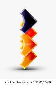 3d futuristic shapes vector abstract background made of glossy pieces with light effects. Modern design