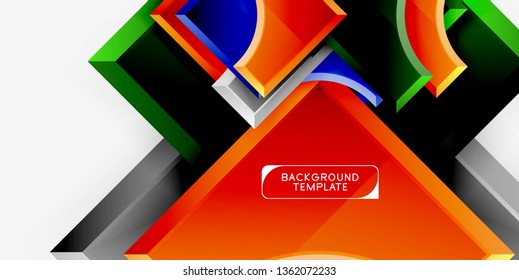 3d formas futuristas vectorial fondo abstracto hecho de piezas glosas con efectos de luz. Diseño moderno