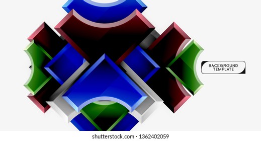 3d futuristic shapes vector abstract background made of glossy pieces with light effects. Modern design